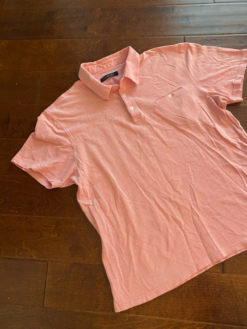 Men's Ledbury Button-Front Polo in Coral Pink XXL